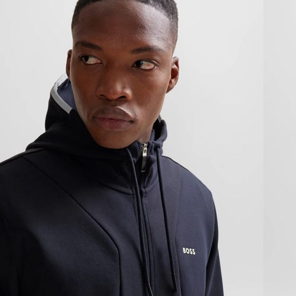 Hugo Boss - COTTON-BLEND ZIP-UP HOODIE WITH HD LOGO PRINT - Size M - Picture 2 of 5